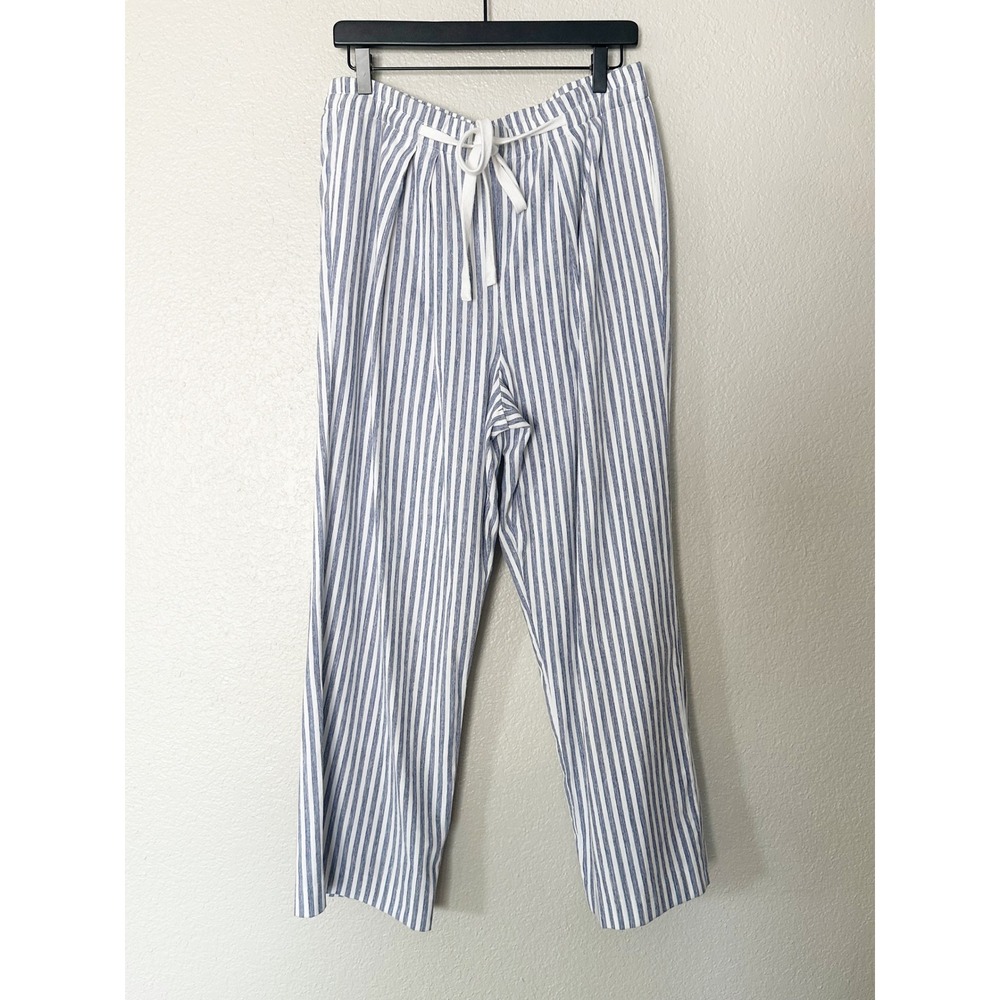 Vince Space Dye Striped Wide Leg Pants Drawstring Pull On Cotton Blend Size L